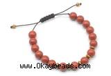 CGB9107 8mm, 10mm red jasper & rondelle hematite adjustable bracelets