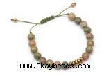 CGB9127 8mm, 10mm unakite & rondelle hematite adjustable bracelets