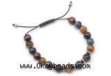 CGB9128 8mm, 10mm colorful tiger eye & rondelle hematite adjustable bracelets