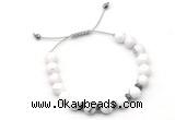 CGB9130 8mm, 10mm white howlite & rondelle hematite adjustable bracelets