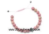 CGB9146 8mm, 10mm pink wooden jasper & cross hematite adjustable bracelets