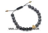 CGB9160 8mm, 10mm black labradorite & cross hematite adjustable bracelets