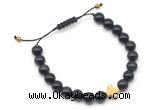 CGB9161 8mm, 10mm golden obsidian & cross hematite adjustable bracelets