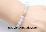 CGB9255 8mm, 10mm sea blue banded agate & drum hematite power beads bracelets