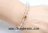 CGB9285 8mm, 10mm white crystal & drum hematite power beads bracelets