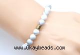 CGB9309 8mm, 10mm matte white howlite & drum hematite power beads bracelets