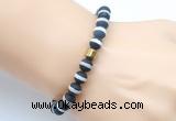 CGB9315 8mm, 10mm matte Tibetan agate & drum hematite power beads bracelets