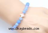 CGB9371 8mm, 10mm blue banded agate & cross hematite power beads bracelets