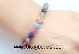 CGB9373 8mm, 10mm colorful banded agate & cross hematite power beads bracelets