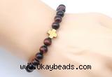 CGB9393 8mm, 10mm red tiger eye & cross hematite power beads bracelets