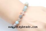 CGB9422 8mm, 10mm matte amazonite & cross hematite power beads bracelets