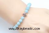 CGB9423 8mm, 10mm matte amazonite & cross hematite power beads bracelets