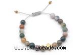 CGB9490 8mm, 10mm Indian agate & cross hematite adjustable bracelets