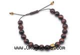 CGB9503 8mm, 10mm red tiger eye & drum hematite adjustable bracelets