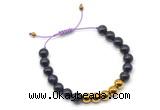 CGB9504 8mm, 10mm purple tiger eye & round hematite adjustable bracelets