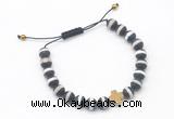 CGB9541 8mm, 10mm matte Tibetan agate & cross hematite adjustable bracelets