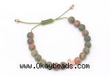 CGB9545 8mm, 10mm matte unakite & cross hematite adjustable bracelets