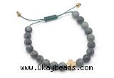 CGB9561 8mm, 10mm matte kambaba jasper & cross hematite adjustable bracelets