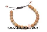 CGB9562 8mm, 10mm matte wooden jasper & cross hematite adjustable bracelets