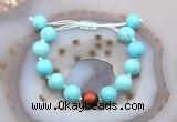 CGB9609 12mm round blue howlite & red tiger eye adjustable bracelets