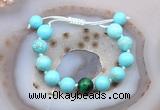 CGB9611 12mm round blue howlite & green tiger eye adjustable bracelets