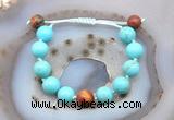 CGB9628 12mm round blue howlite & picasso jasper adjustable bracelets