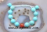 CGB9630 12mm round blue howlite & fire agate adjustable bracelets