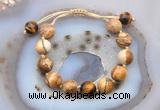 CGB9709 12mm round picture jasper & yellow tiger eye adjustable bracelets