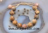 CGB9720 12mm round picture jasper & moonstone adjustable bracelets