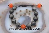 CGB9803 12mm round black labradorite & candy jade adjustable bracelets