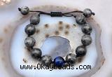 CGB9815 12mm round black labradorite & blue tiger eye adjustable bracelets