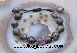 CGB9822 12mm round black labradorite & amethyst adjustable bracelets