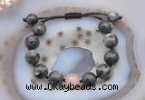 CGB9823 12mm round black labradorite & rose quartz adjustable bracelets