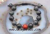 CGB9830 12mm round black labradorite & red jasper adjustable bracelets