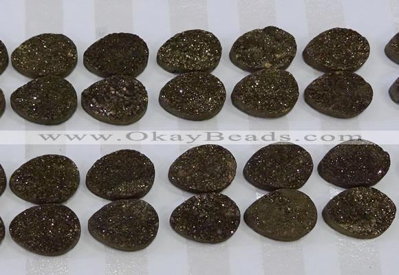 CGC265 15*20mm flat teardrop druzy quartz cabochons wholesale