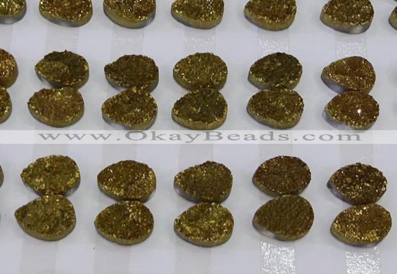 CGC268 15*20mm flat teardrop druzy quartz cabochons wholesale