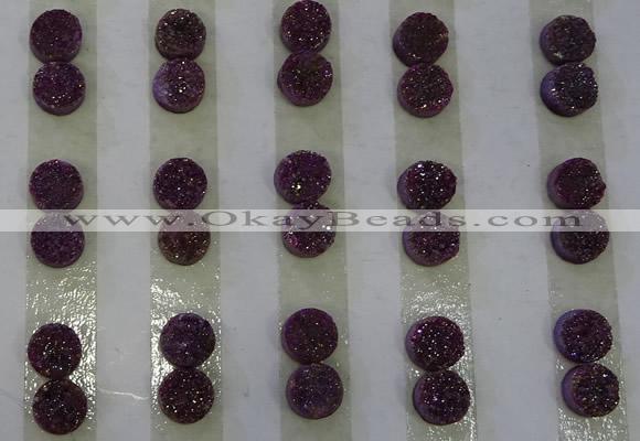 CGC87 8mm flat round druzy quartz cabochons wholesale