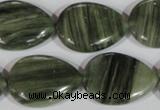 CGH15 15.5 inches 20*27mm flat teardrop green hair stone beads