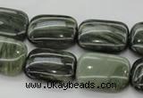 CGH26 15.5 inches 10*14mm rectangle green hair stone beads wholesale