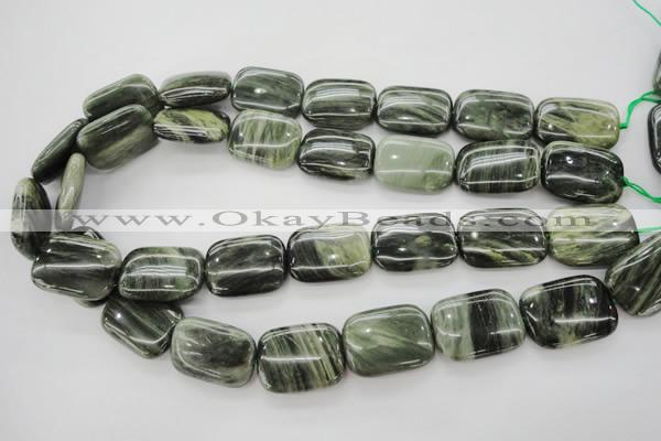 CGH29 15.5 inches 15*20mm rectangle green hair stone beads wholesale