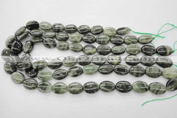 CGH46 15.5 inches 15*20mm oval green hair stone beads wholesale