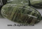 CGH51 15.5 inches 25*50mm oval green hair stone beads wholesale