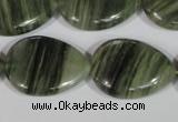 CGH56 15.5 inches 18*25mm flat teardrop green hair stone beads