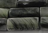 CGH61 15.5 inches 12*30mm faceted tube green hair stone beads