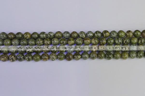 CGJ352 15.5 inches 8mm round green bee jasper beads wholesale