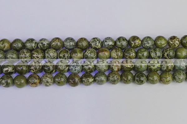 CGJ354 15.5 inches 12mm round green bee jasper beads wholesale