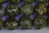 CGJ355 15.5 inches 14mm round green bee jasper beads wholesale