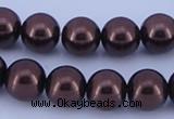 CGL112 10PCS 16 inches 4mm round dyed glass pearl beads wholesale