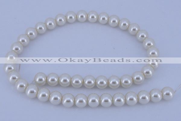 CGL12 10PCS 16 inches 6mm round dyed glass pearl beads wholesale