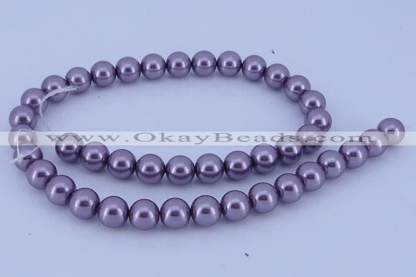 CGL146 5PCS 16 inches 12mm round dyed glass pearl beads wholesale